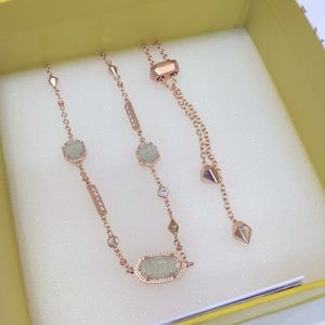 Kendra Scott Adjustable Necklace with 3 Chalcedony/Filigree Stone Pendants